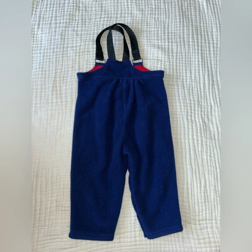 Vintage Ralph Lauren Navy Fleece Overalls with Black Suspenders
